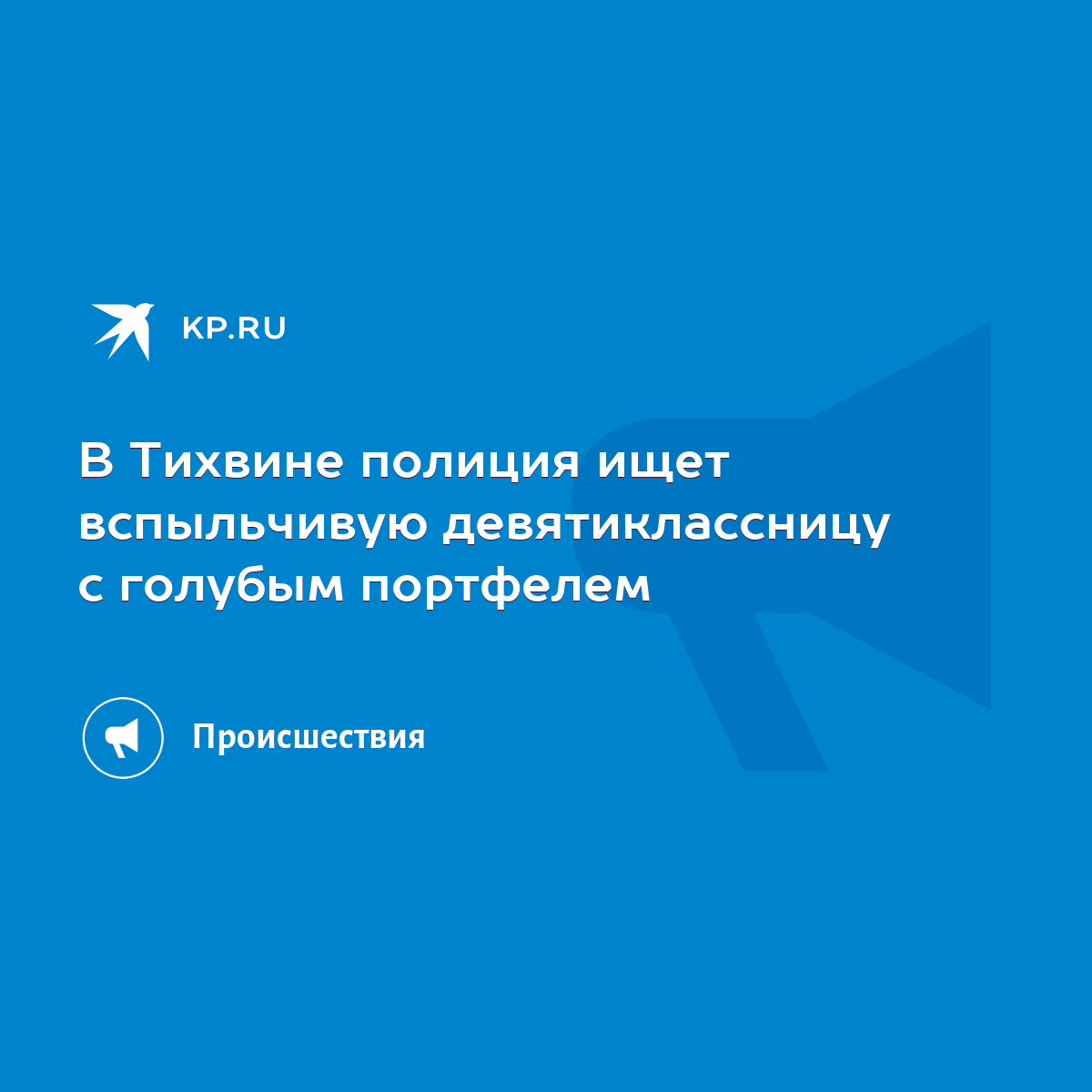 В Тихвине полиция ищет вспыльчивую девятиклассницу с голубым портфелем -  KP.RU