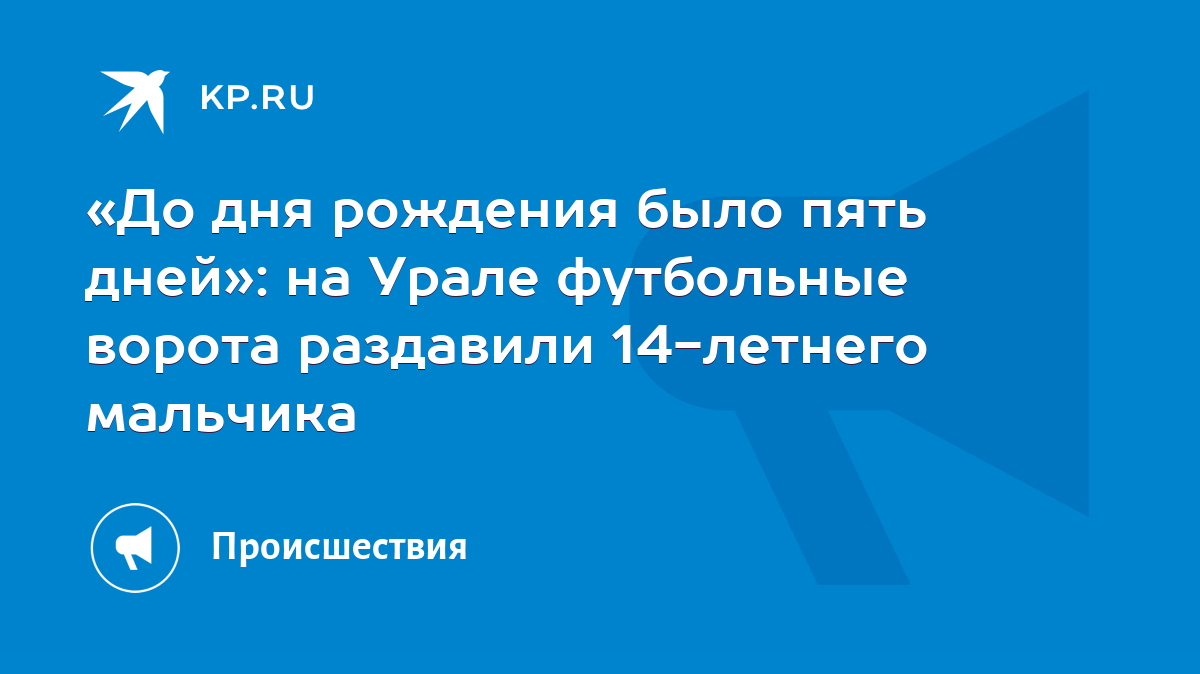 До дня рождения было пять дней»: на Урале футбольные ворота раздавили  14-летнего мальчика - KP.RU