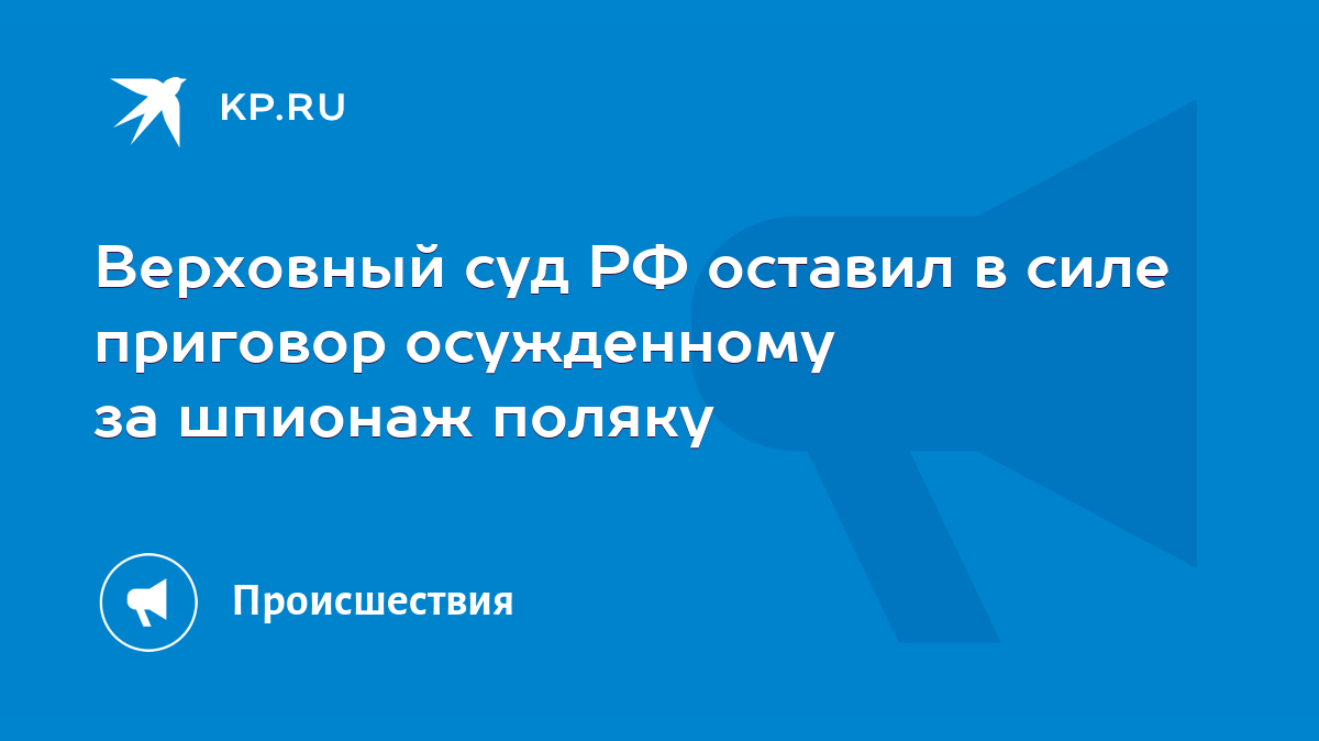 Верховный суд РФ оставил в силе приговор осужденному за шпионаж поляку -  KP.RU