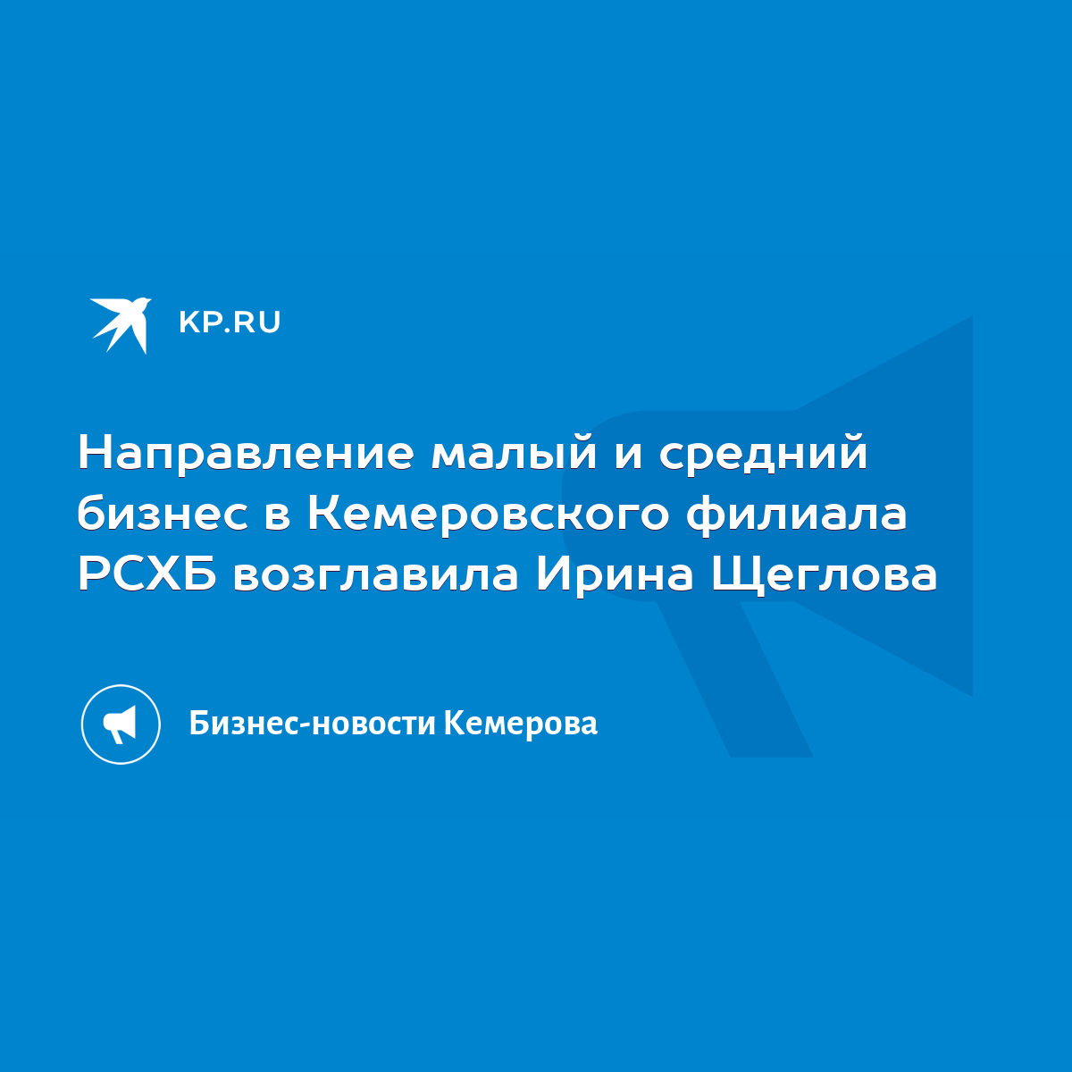 Направление малый и средний бизнес в Кемеровского филиала РСХБ возглавила  Ирина Щеглова - KP.RU