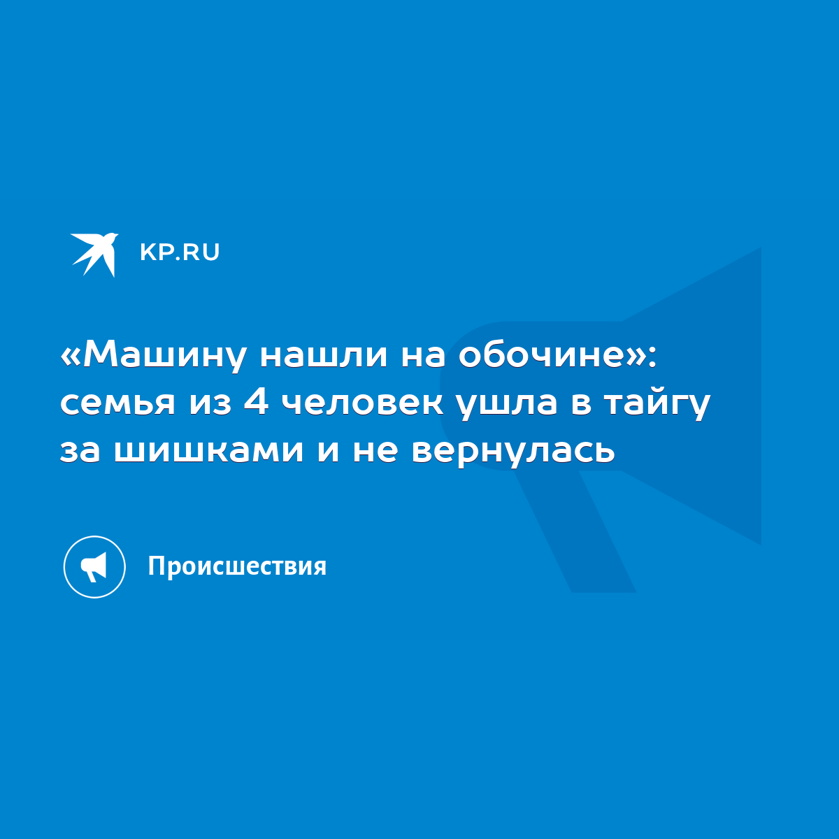 Машину нашли на обочине»: семья из 4 человек ушла в тайгу за шишками и не  вернулась - KP.RU