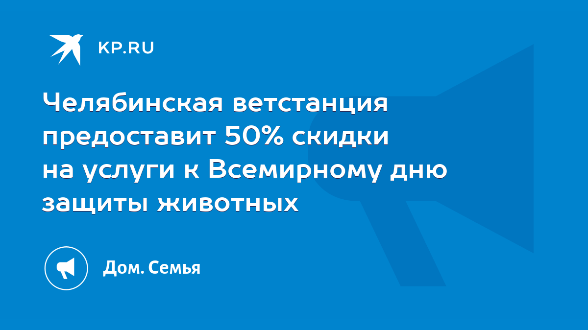 Челябинская ветстанция предоставит 50% скидки на услуги к Всемирному дню  защиты животных - KP.RU