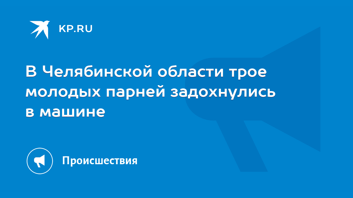 В Челябинской области трое молодых парней задохнулись в машине - KP.RU