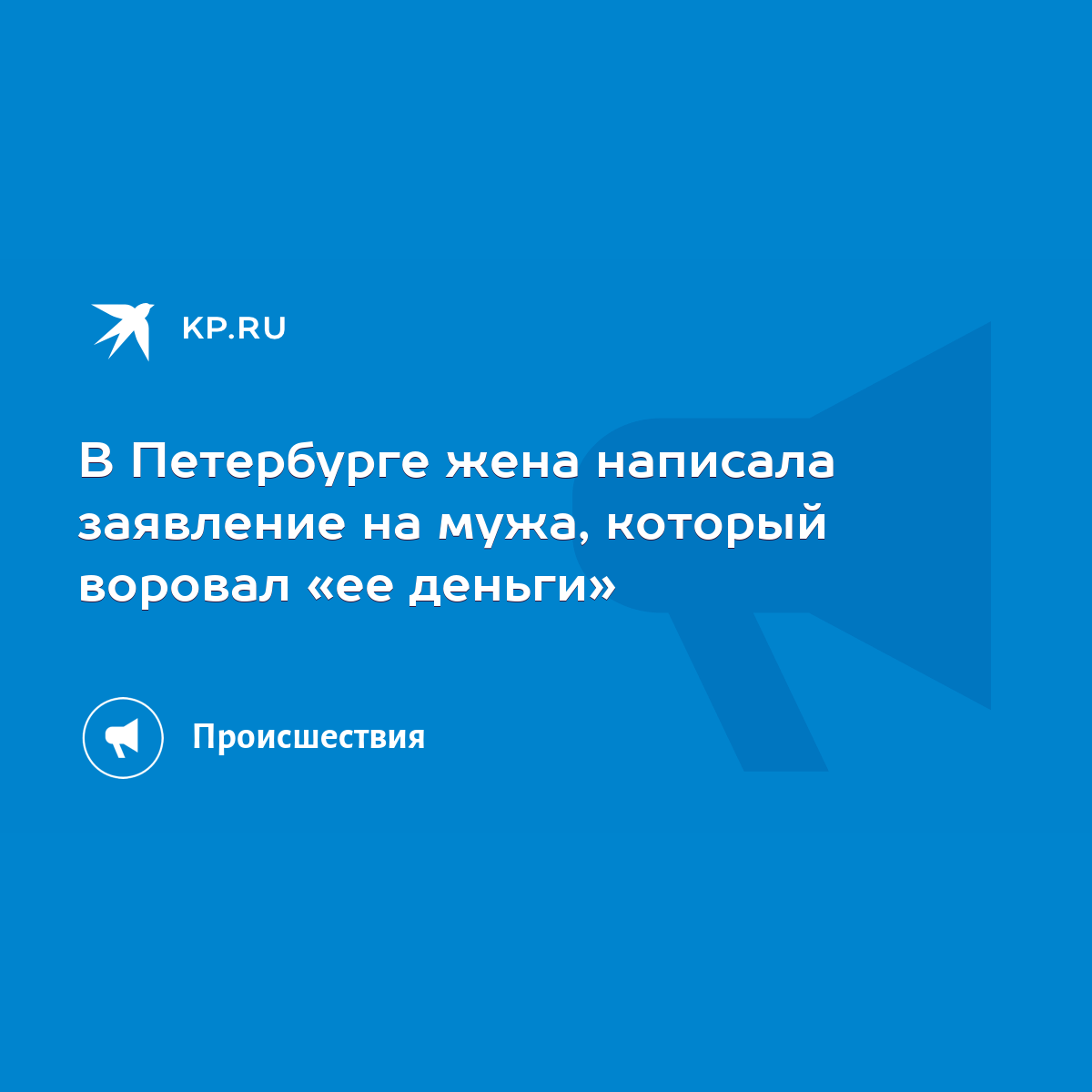 В Петербурге жена написала заявление на мужа, который воровал «ее деньги» -  KP.RU