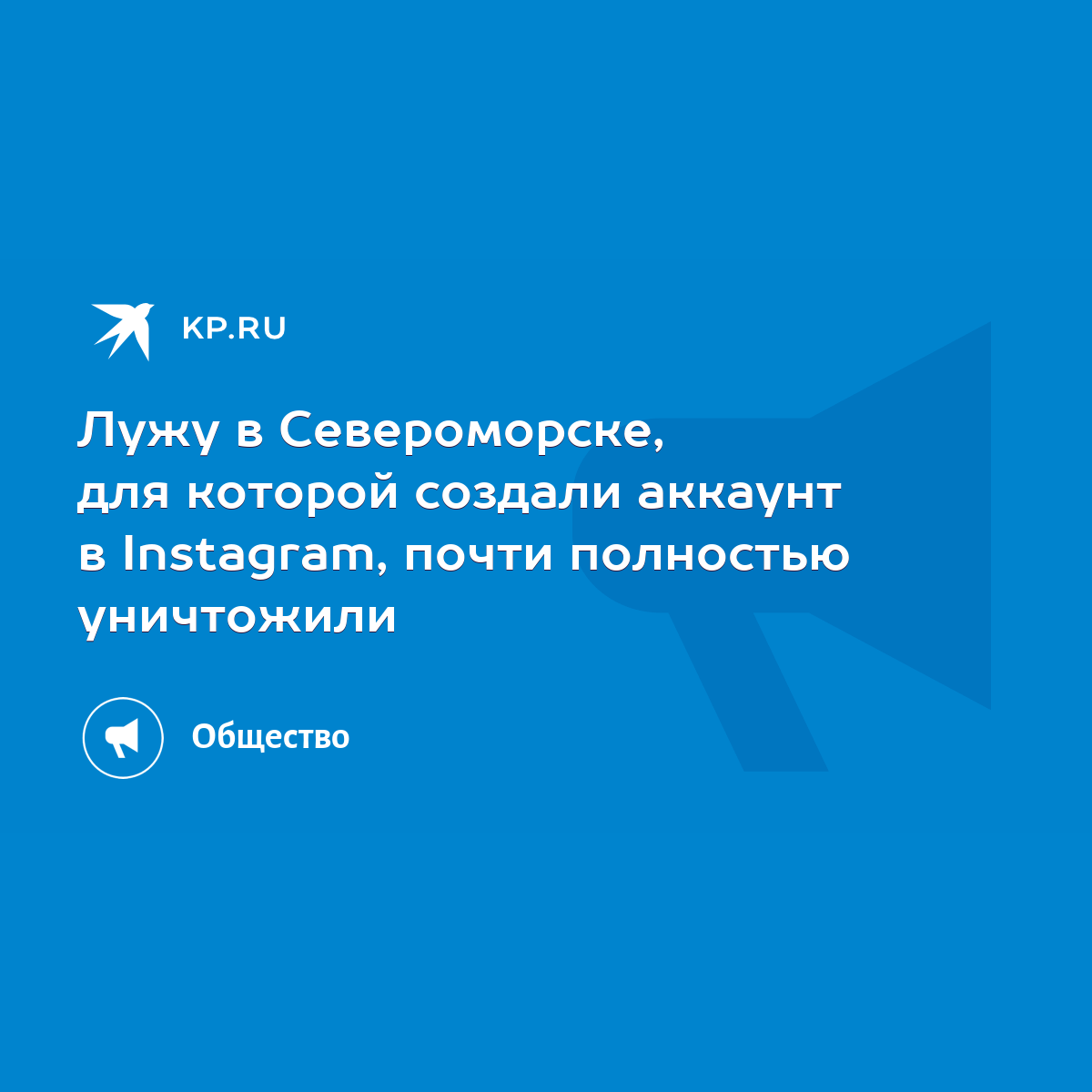 Лужу в Североморске, для которой создали аккаунт в Instagram, почти  полностью уничтожили - KP.RU