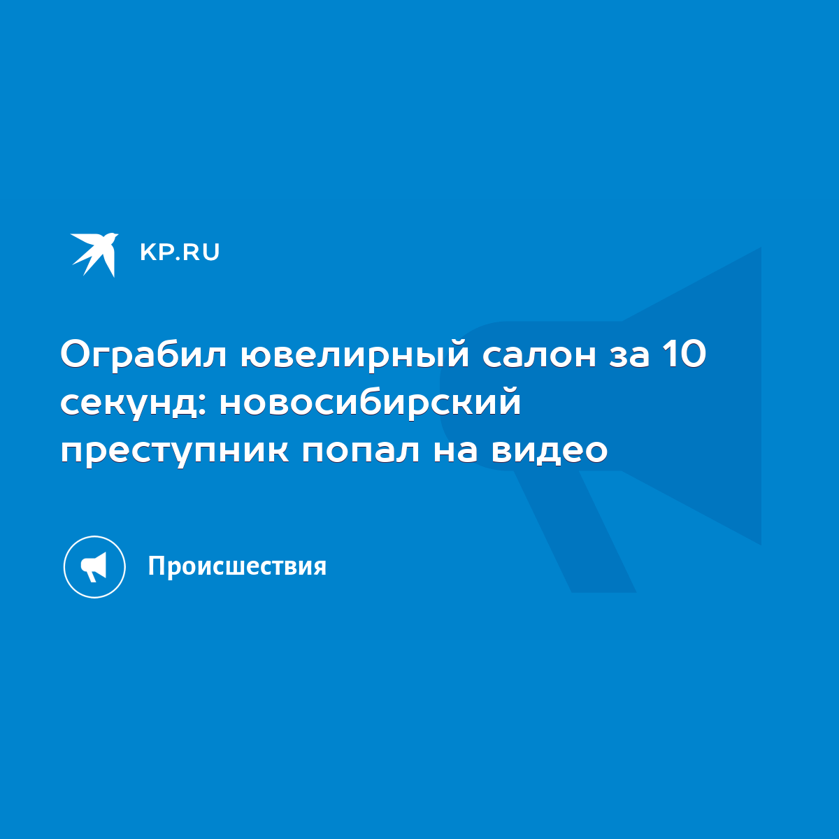 Ограбил ювелирный салон за 10 секунд: новосибирский преступник попал на  видео - KP.RU