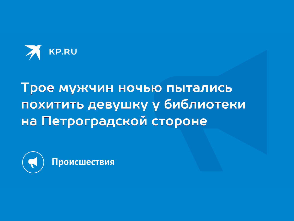 Трое мужчин ночью пытались похитить девушку у библиотеки на Петроградской  стороне - KP.RU