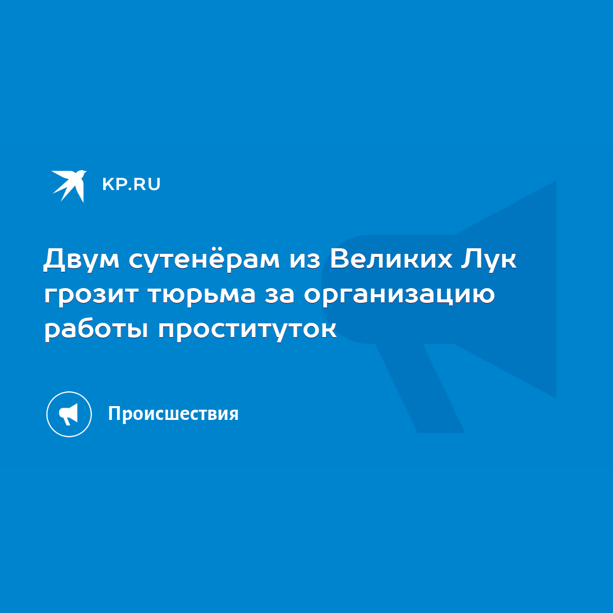 Двум сутенёрам из Великих Лук грозит тюрьма за организацию работы  проституток - KP.RU