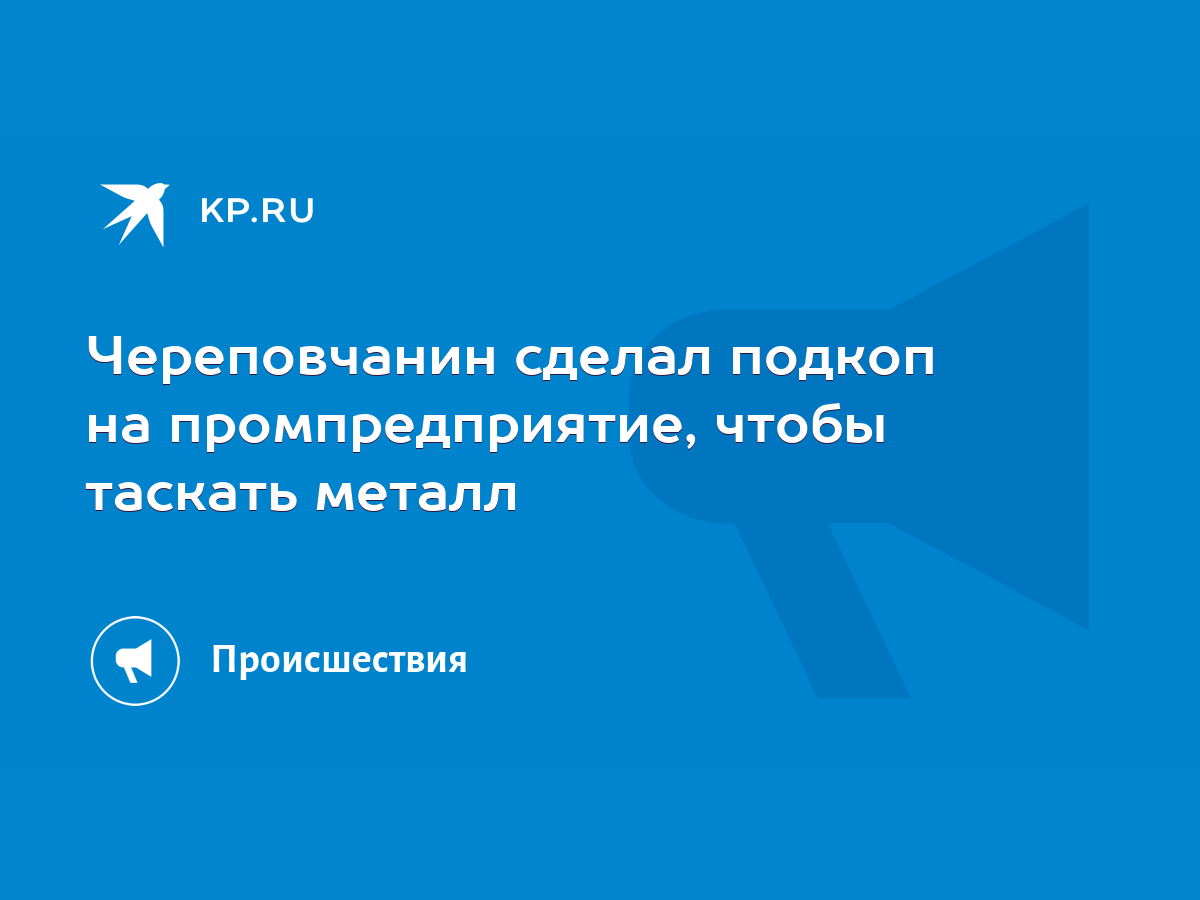 Череповчанин сделал подкоп на промпредприятие, чтобы таскать металл - KP.RU