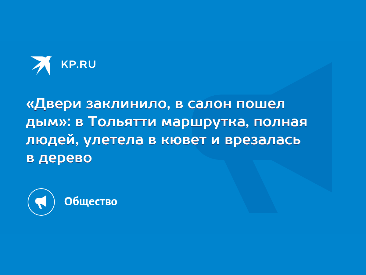 Двери заклинило, в салон пошел дым»: в Тольятти маршрутка, полная людей,  улетела в кювет и врезалась в дерево - KP.RU