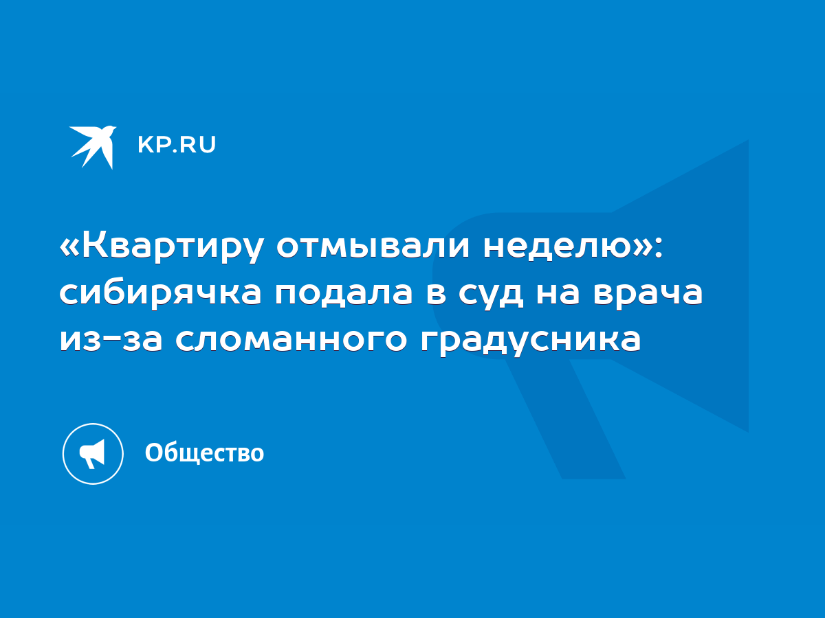 Квартиру отмывали неделю»: сибирячка подала в суд на врача из-за сломанного  градусника - KP.RU