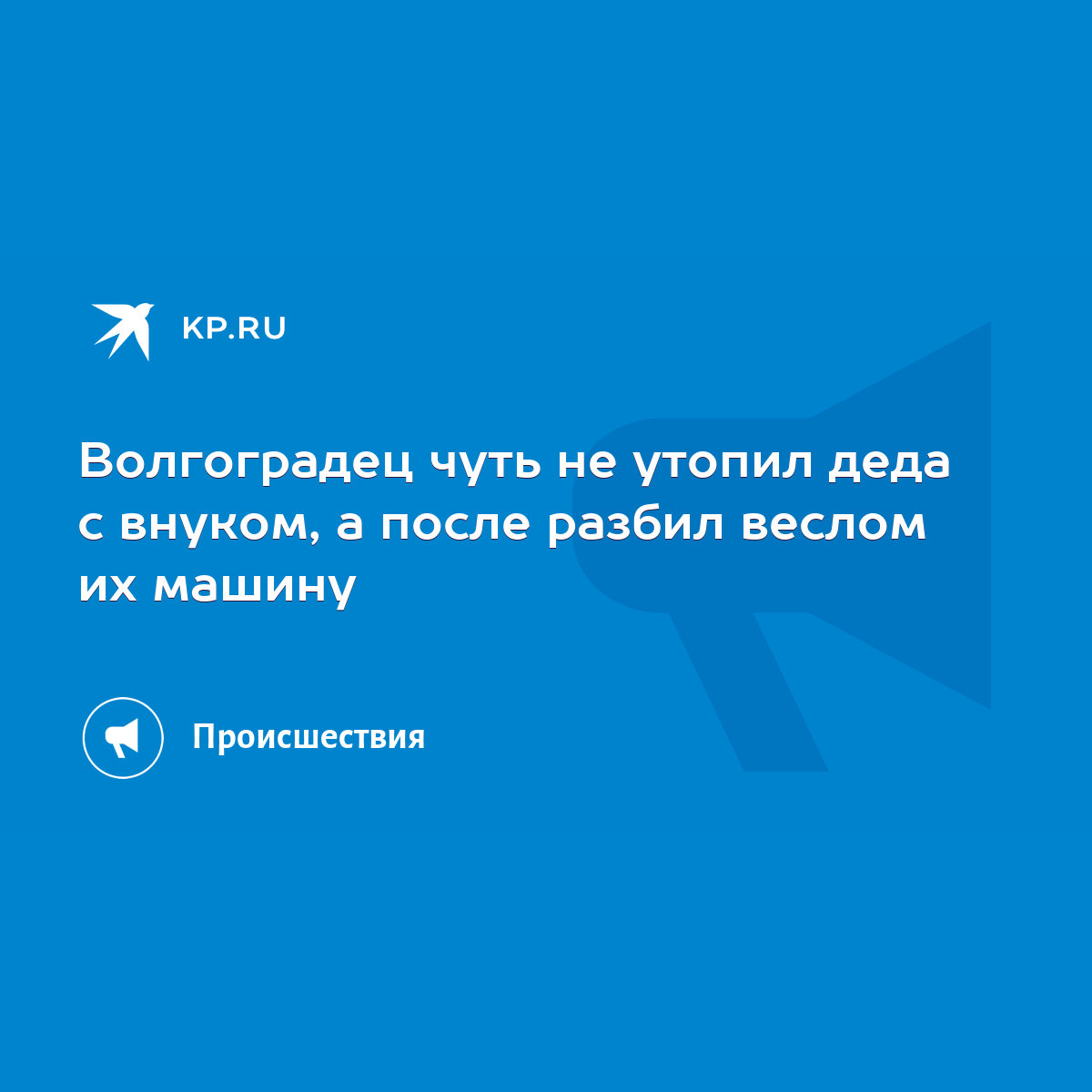 Волгоградец чуть не утопил деда с внуком, а после разбил веслом их машину -  KP.RU