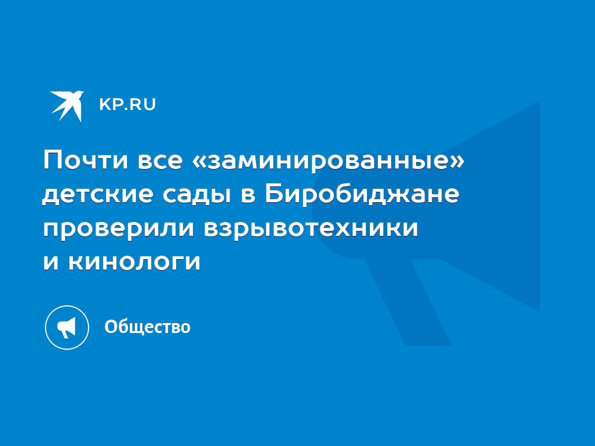 Почти все «заминированные» детские сады в Биробиджане проверили  взрывотехники и кинологи - KP.RU