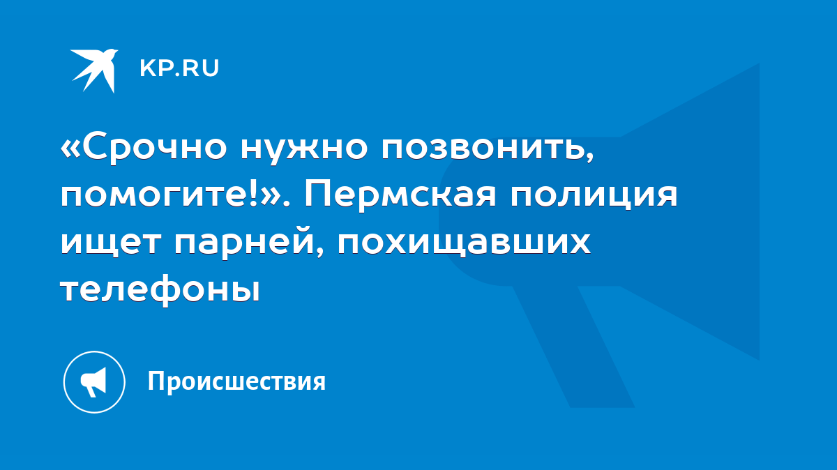 Срочно нужно позвонить, помогите!». Пермская полиция ищет парней,  похищавших телефоны - KP.RU