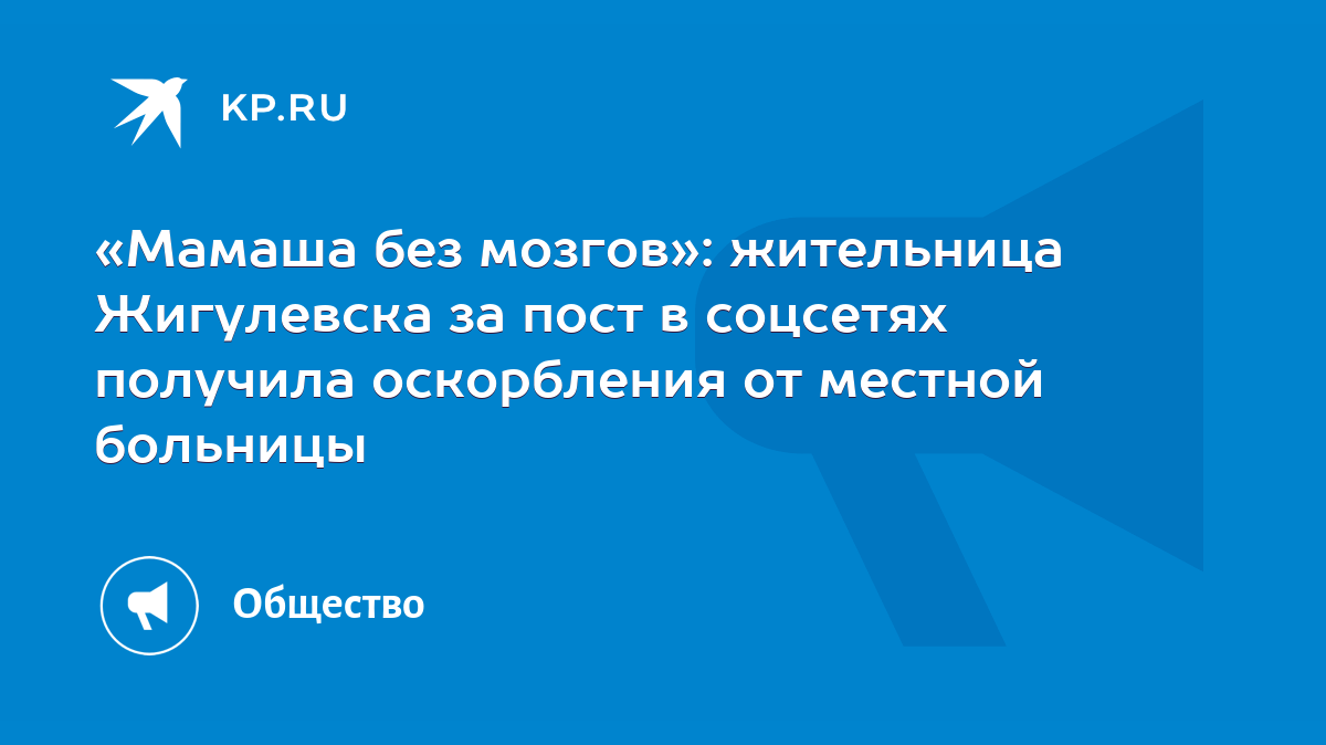 Мамаша без мозгов»: жительница Жигулевска за пост в соцсетях получила  оскорбления от местной больницы - KP.RU