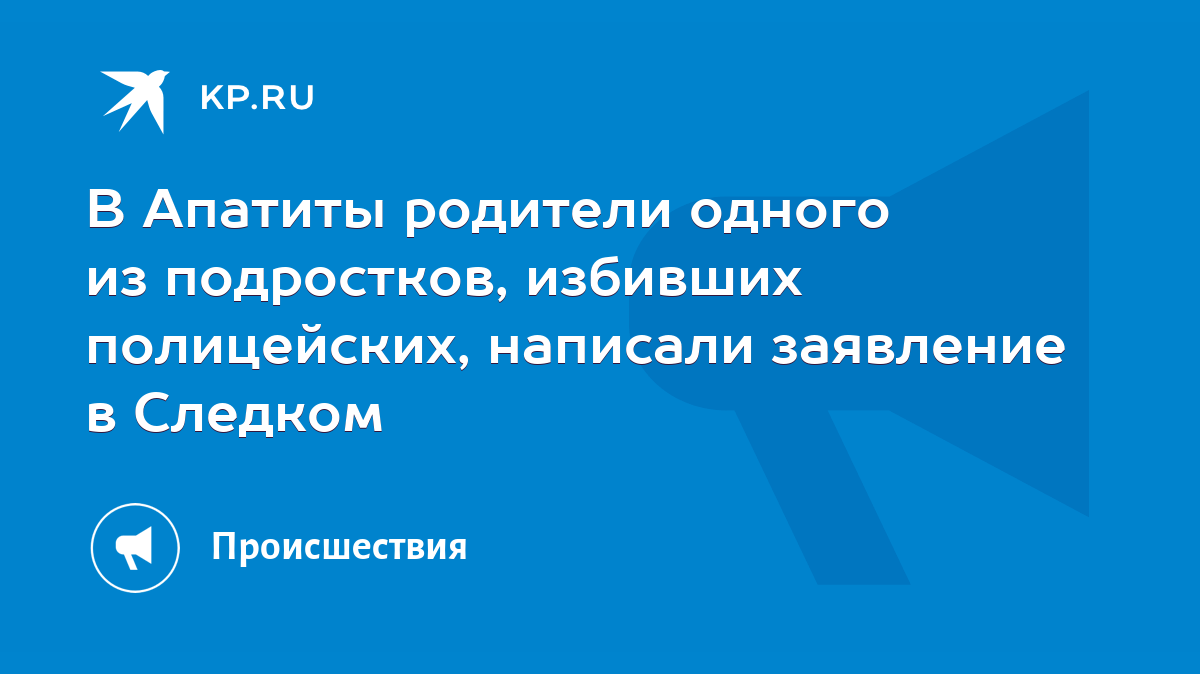 В Апатиты родители одного из подростков, избивших полицейских, написали  заявление в Следком - KP.RU