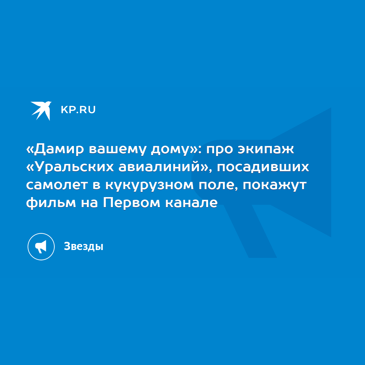 Дамир вашему дому»: про экипаж «Уральских авиалиний», посадивших самолет в  кукурузном поле, покажут фильм на Первом канале - KP.RU