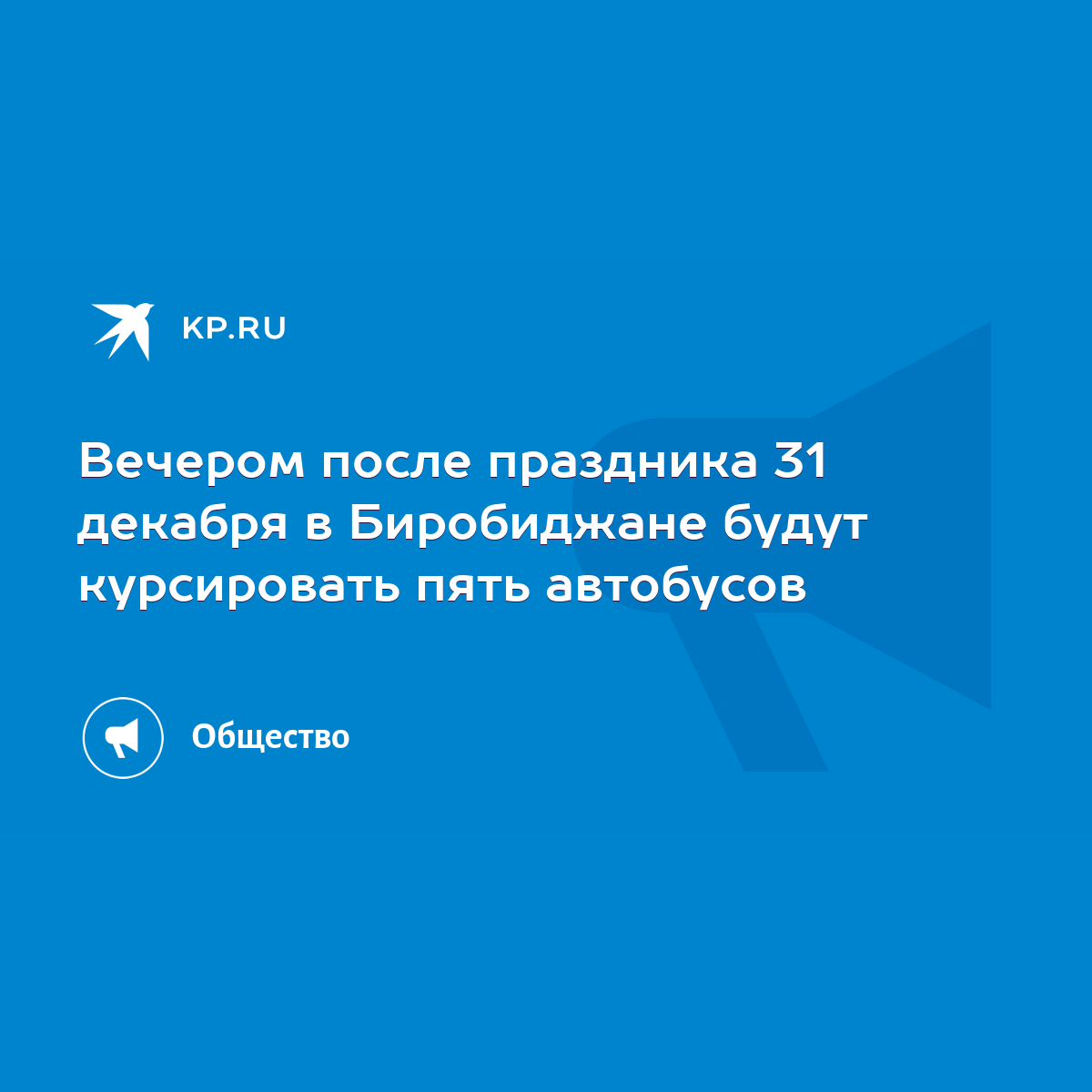 Вечером после праздника 31 декабря в Биробиджане будут курсировать пять  автобусов - KP.RU