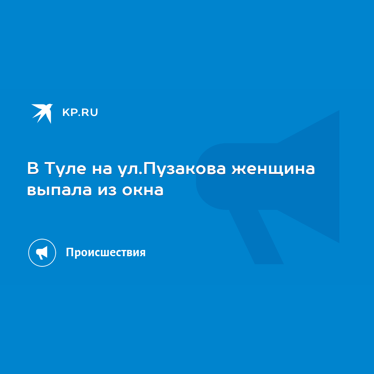 В Туле на ул.Пузакова женщина выпала из окна - KP.RU