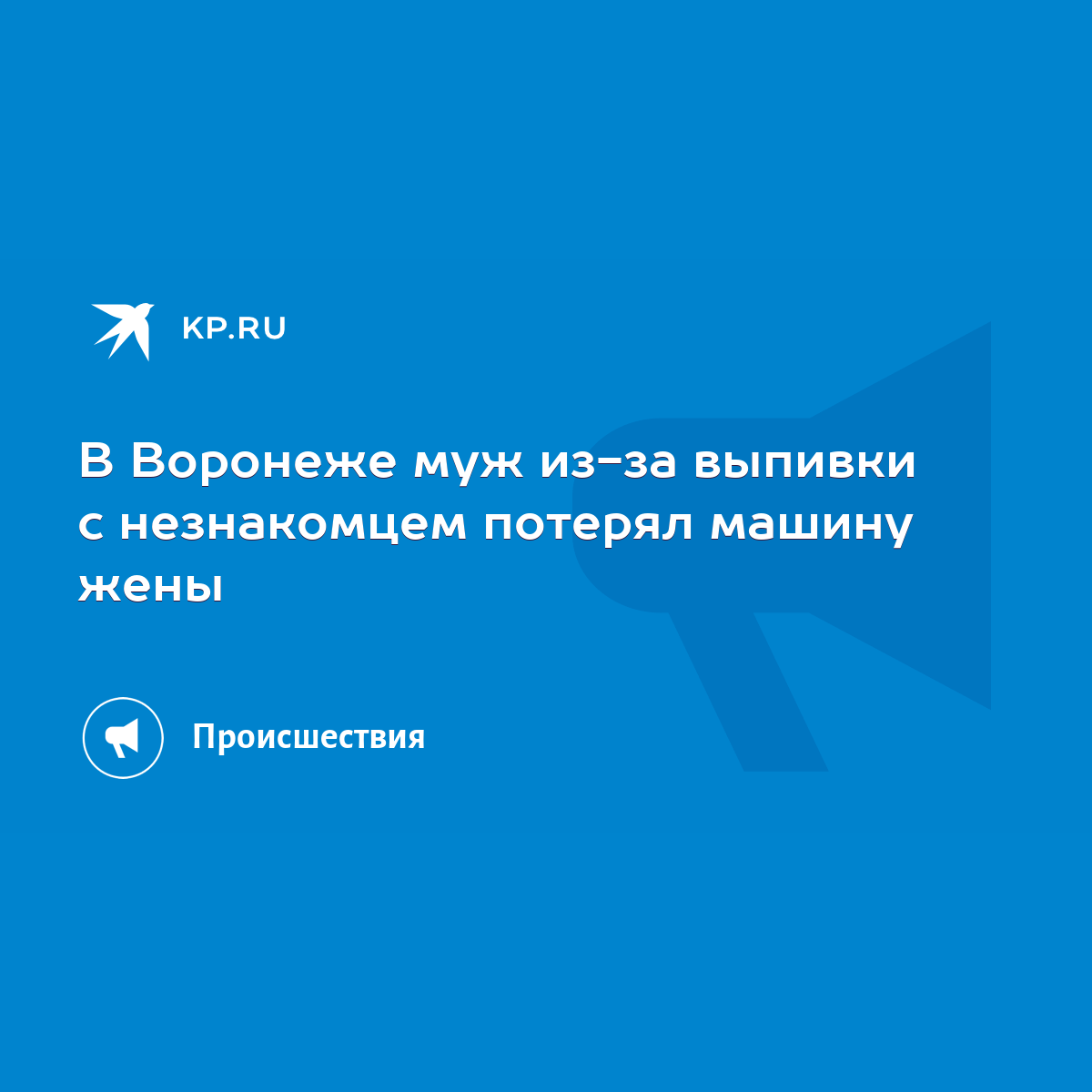 В Воронеже муж из-за выпивки с незнакомцем потерял машину жены - KP.RU