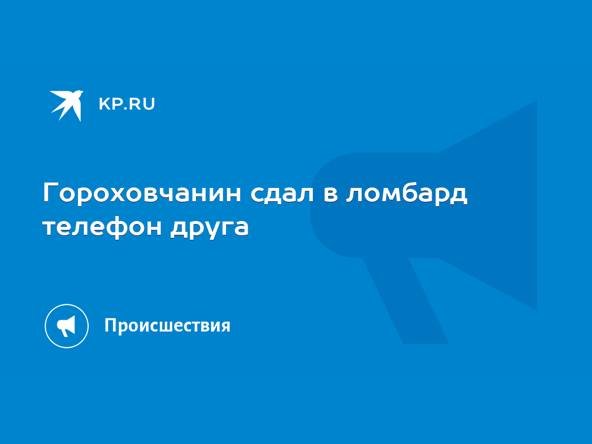 Гороховчанин сдал в ломбард телефон друга - KP.RU