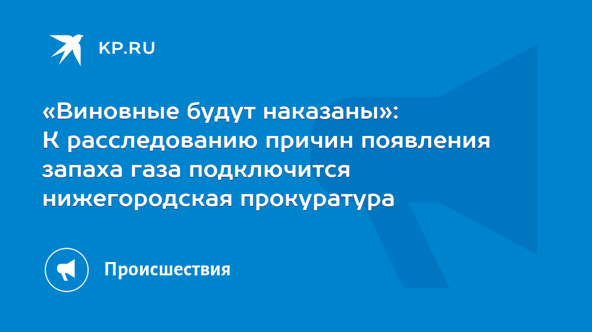 Виновные будут наказаны»: К расследованию причин появления запаха газа  подключится нижегородская прокуратура - KP.RU