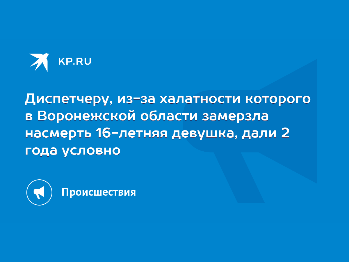 Диспетчеру, из-за халатности которого в Воронежской области замерзла  насмерть 16-летняя девушка, дали 2 года условно - KP.RU