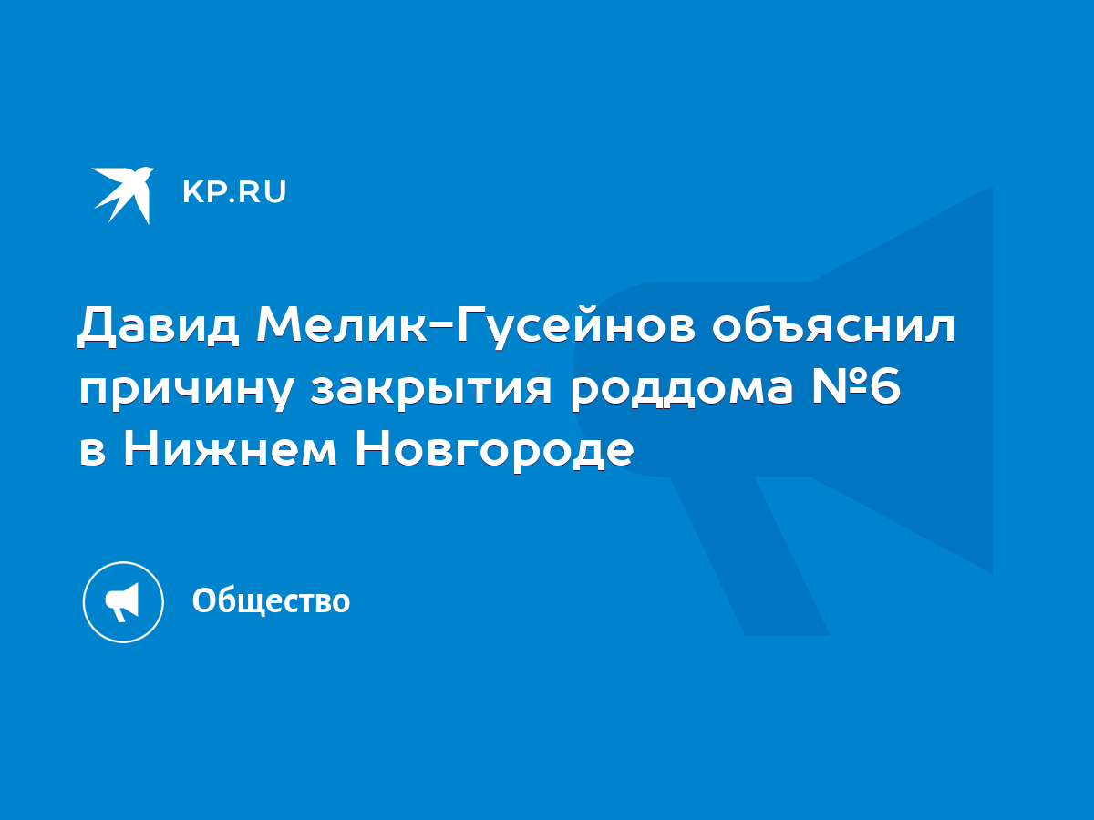 Давид Мелик-Гусейнов объяснил причину закрытия роддома №6 в Нижнем  Новгороде - KP.RU