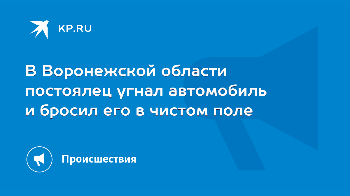 В Воронежской области постоялец угнал автомобиль и бросил его в чистом поле  - KP.RU