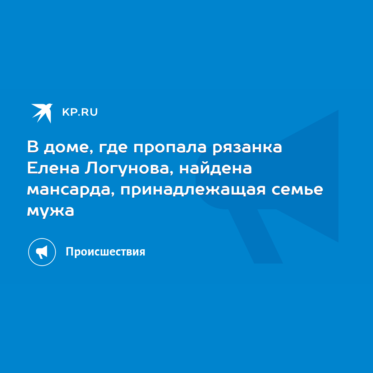 В доме, где пропала рязанка Елена Логунова, найдена мансарда, принадлежащая  семье мужа - KP.RU