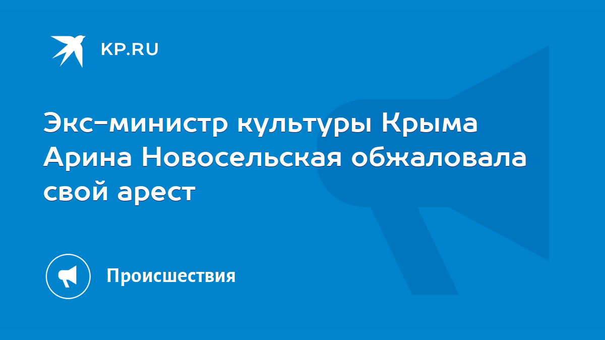 Экс-министр культуры Крыма Арина Новосельская обжаловала свой арест - KP.RU