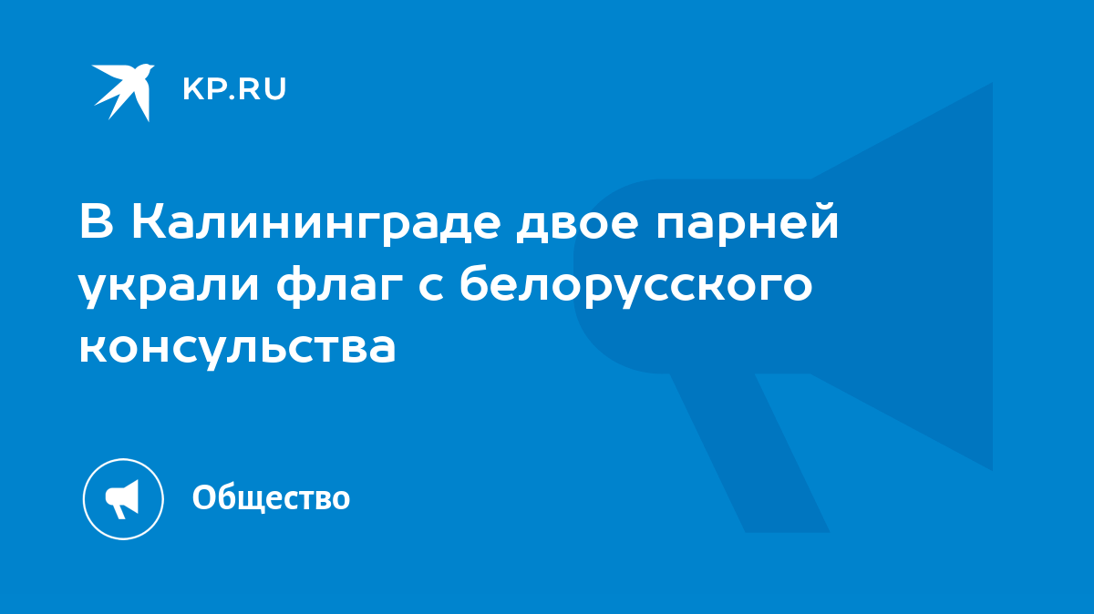 В Калининграде двое парней украли флаг с белорусского консульства - KP.RU