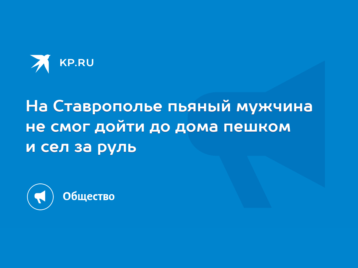 На Ставрополье пьяный мужчина не смог дойти до дома пешком и сел за руль -  KP.RU