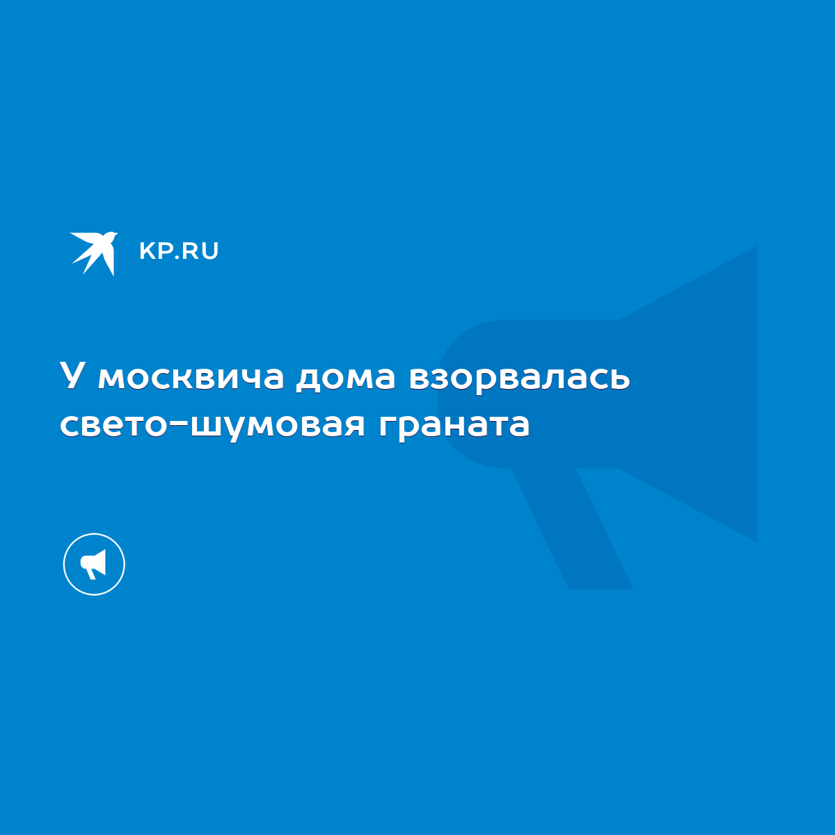 У москвича дома взорвалась свето-шумовая граната - KP.RU