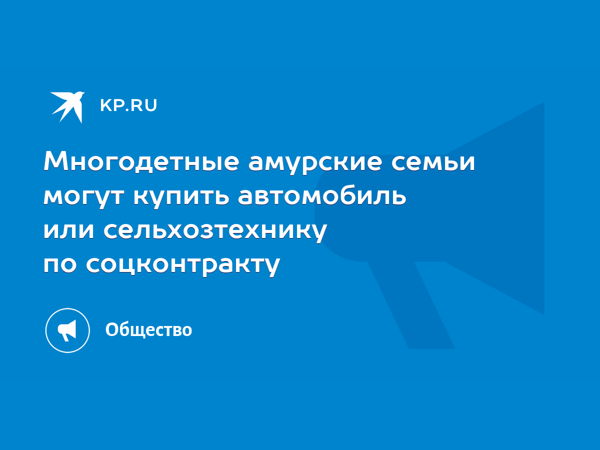 Многодетные амурские семьи могут купить автомобиль или сельхозтехнику по  соцконтракту - KP.RU