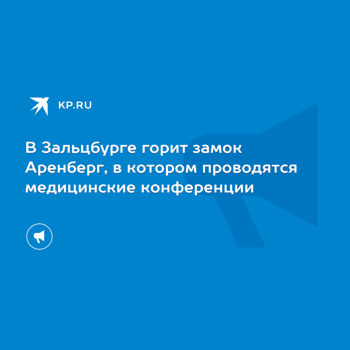 В Зальцбурге горит замок Аренберг, в котором проводятся медицинские  конференции - KP.RU