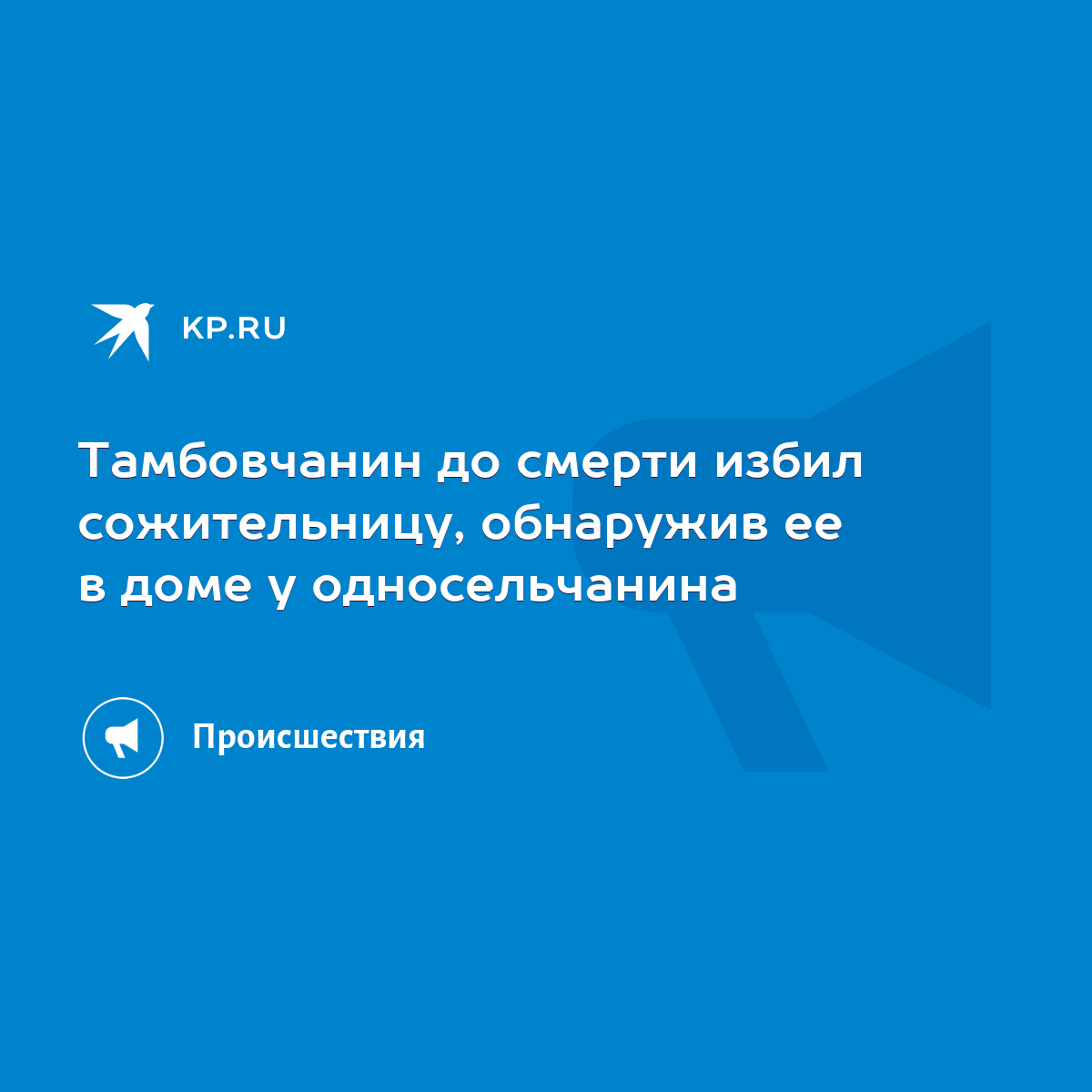 Тамбовчанин до смерти избил сожительницу, обнаружив ее в доме у  односельчанина - KP.RU