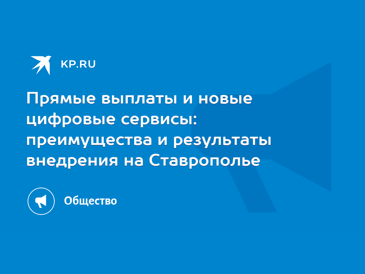 Прямые выплаты и новые цифровые сервисы: преимущества и результаты  внедрения на Ставрополье - KP.RU