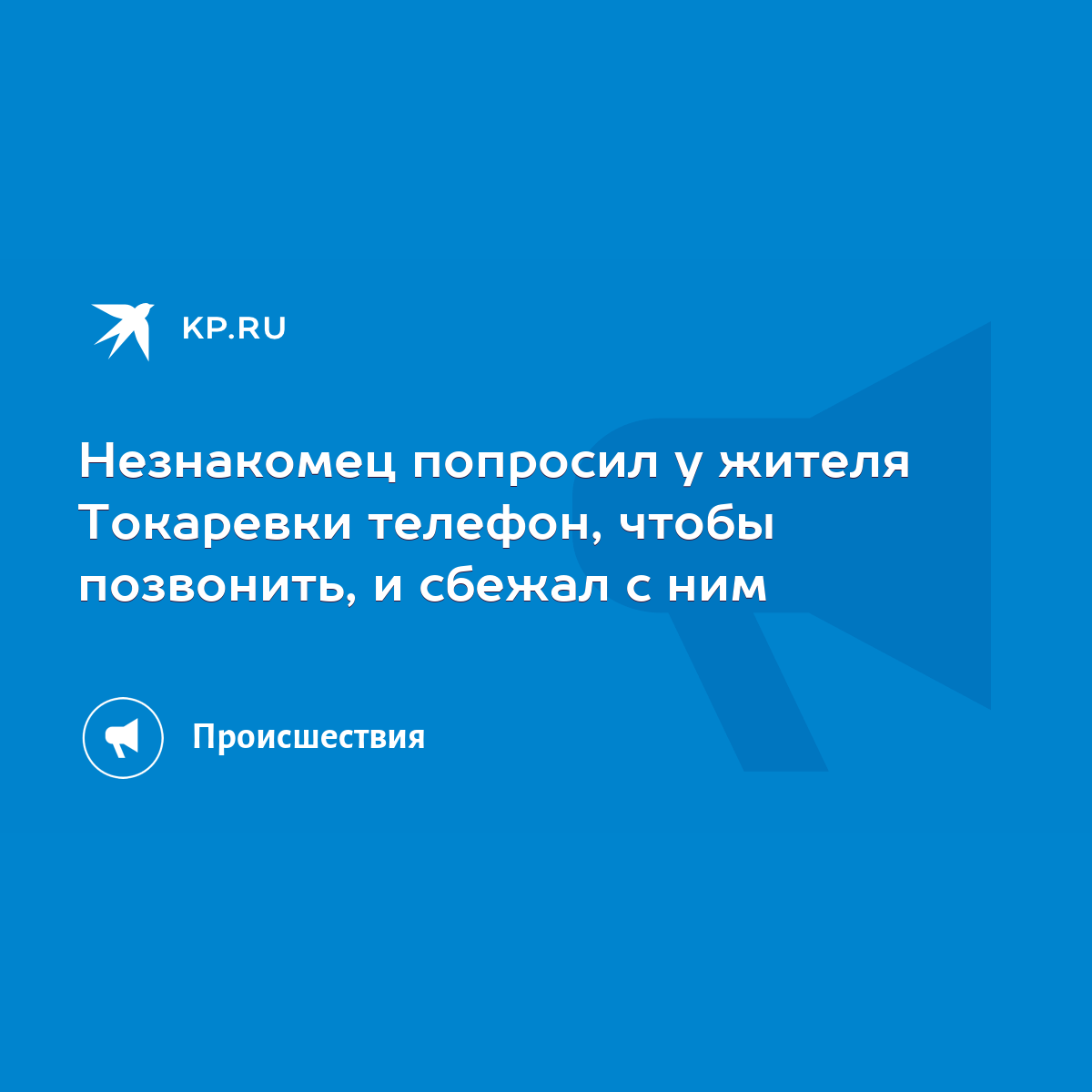 Незнакомец попросил у жителя Токаревки телефон, чтобы позвонить, и сбежал с  ним - KP.RU