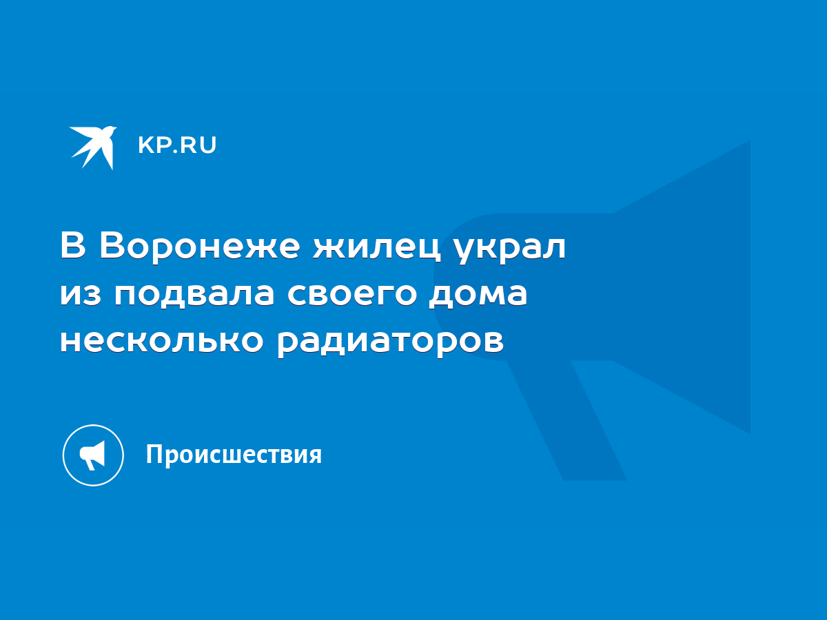 В Воронеже жилец украл из подвала своего дома несколько радиаторов - KP.RU