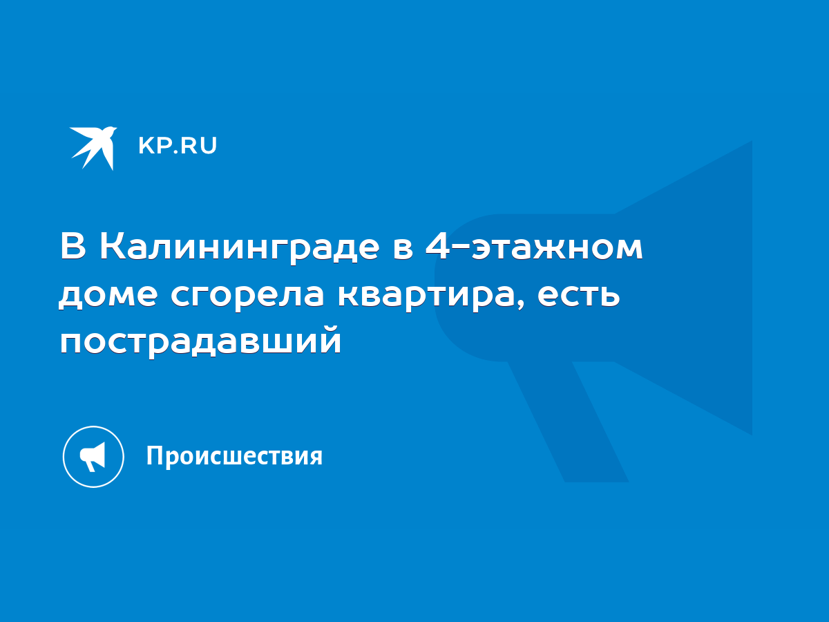 В Калининграде в 4-этажном доме сгорела квартира, есть пострадавший - KP.RU