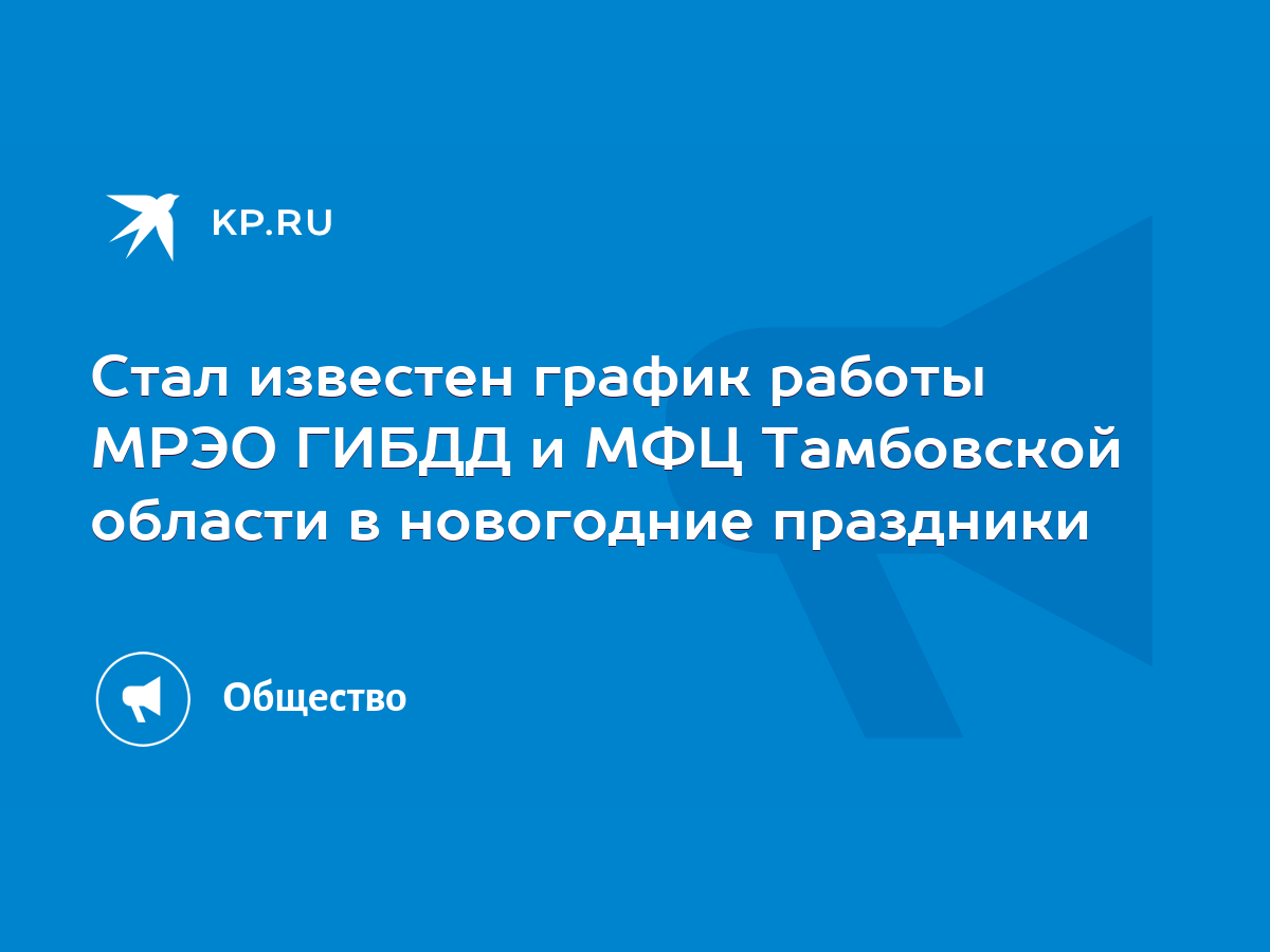 Стал известен график работы МРЭО ГИБДД и МФЦ Тамбовской области в  новогодние праздники - KP.RU