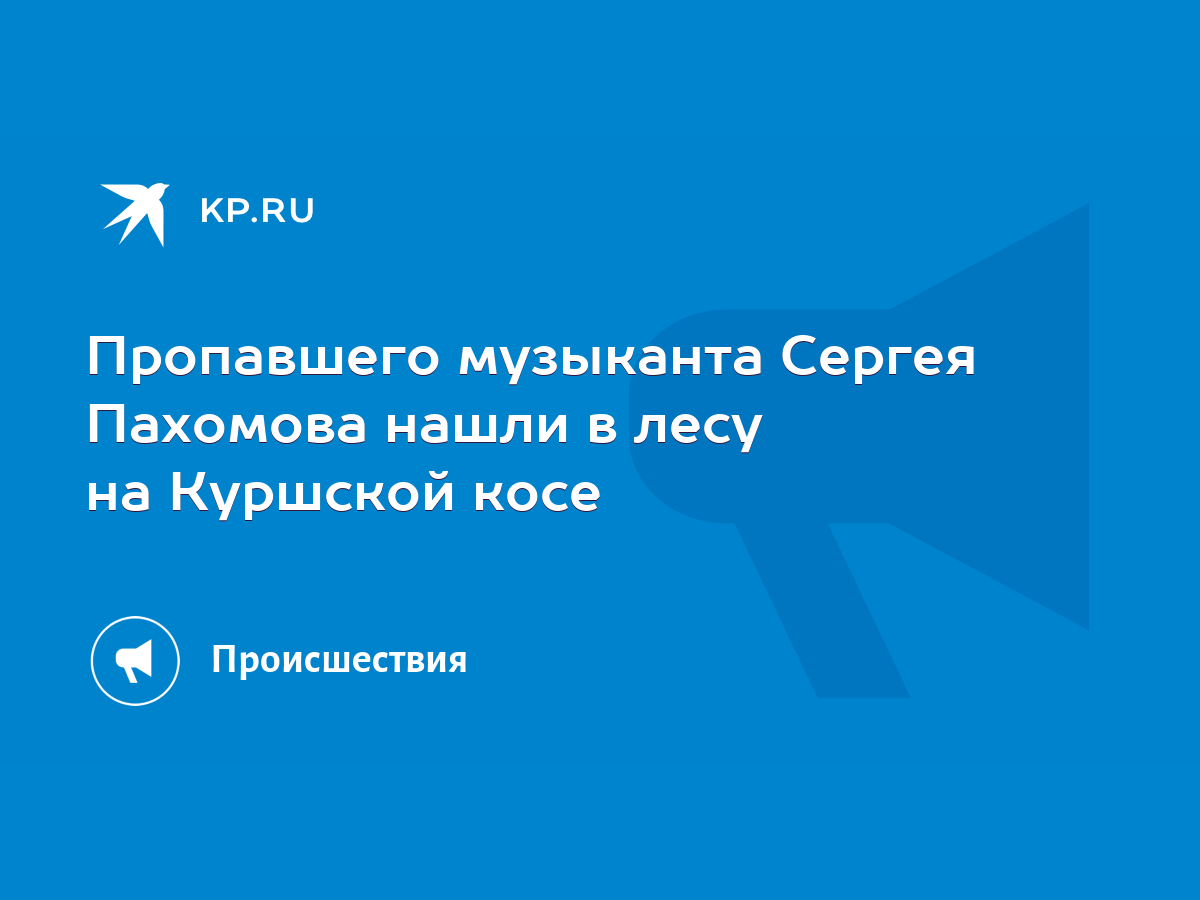 Пропавшего музыканта Сергея Пахомова нашли в лесу на Куршской косе - KP.RU