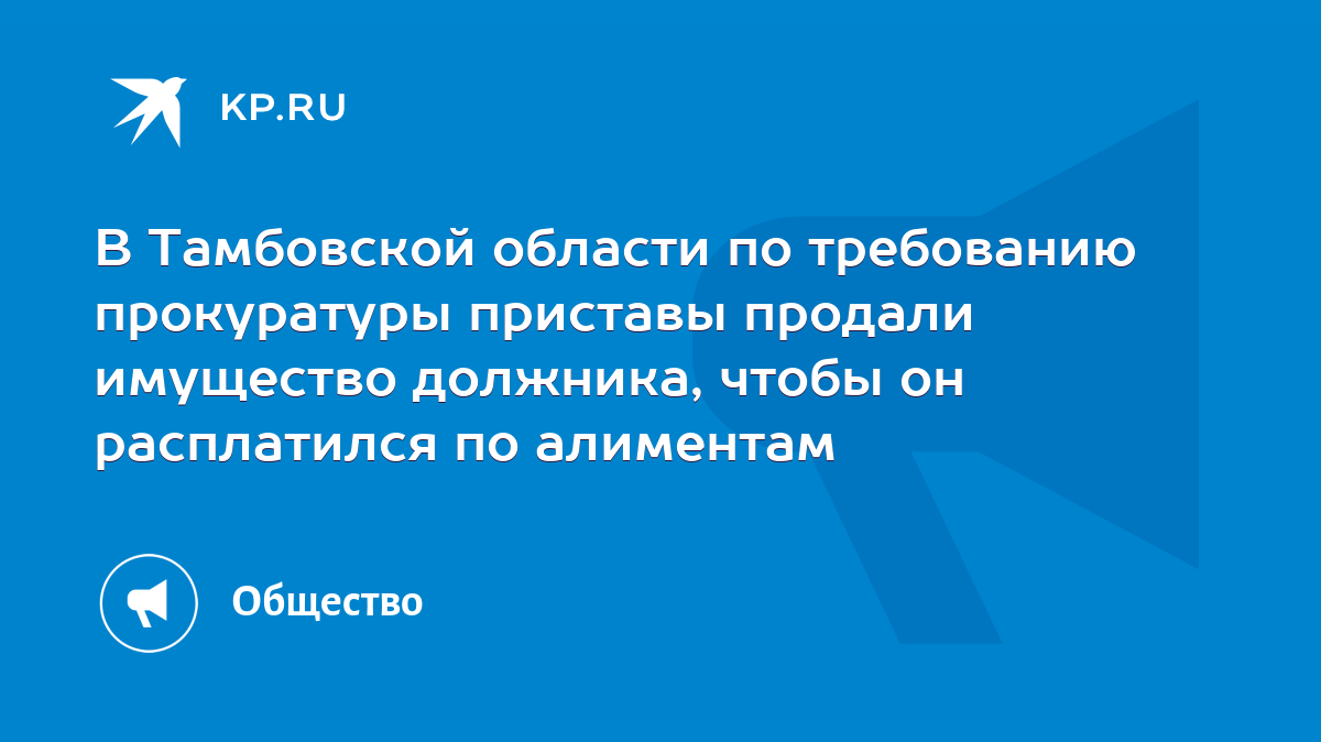 В Тамбовской области по требованию прокуратуры приставы продали имущество  должника, чтобы он расплатился по алиментам - KP.RU