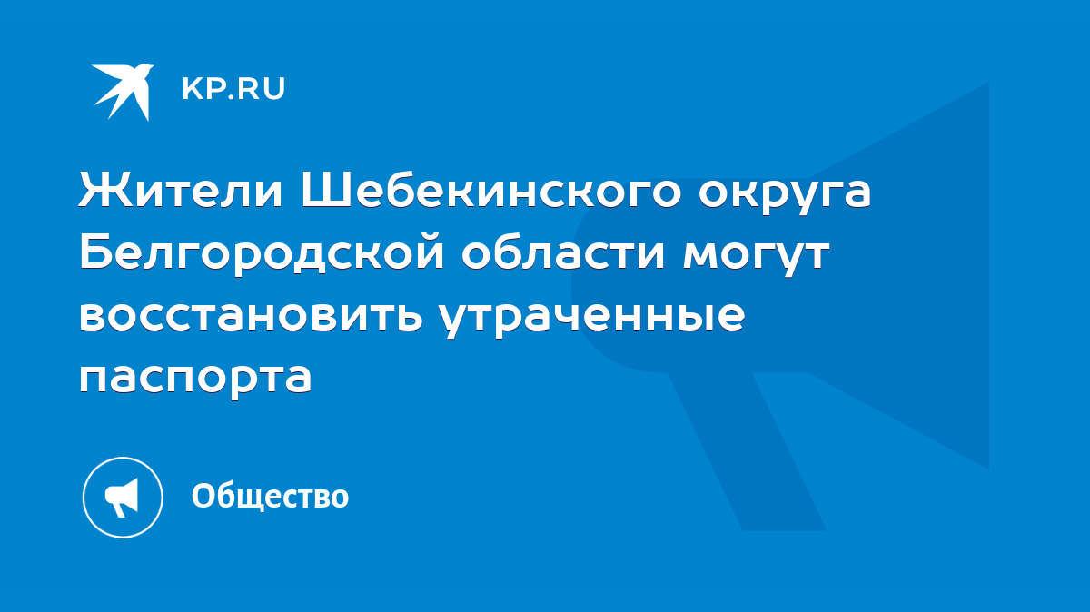 Жители Шебекинского округа Белгородской области могут восстановить  утраченные паспорта - KP.RU