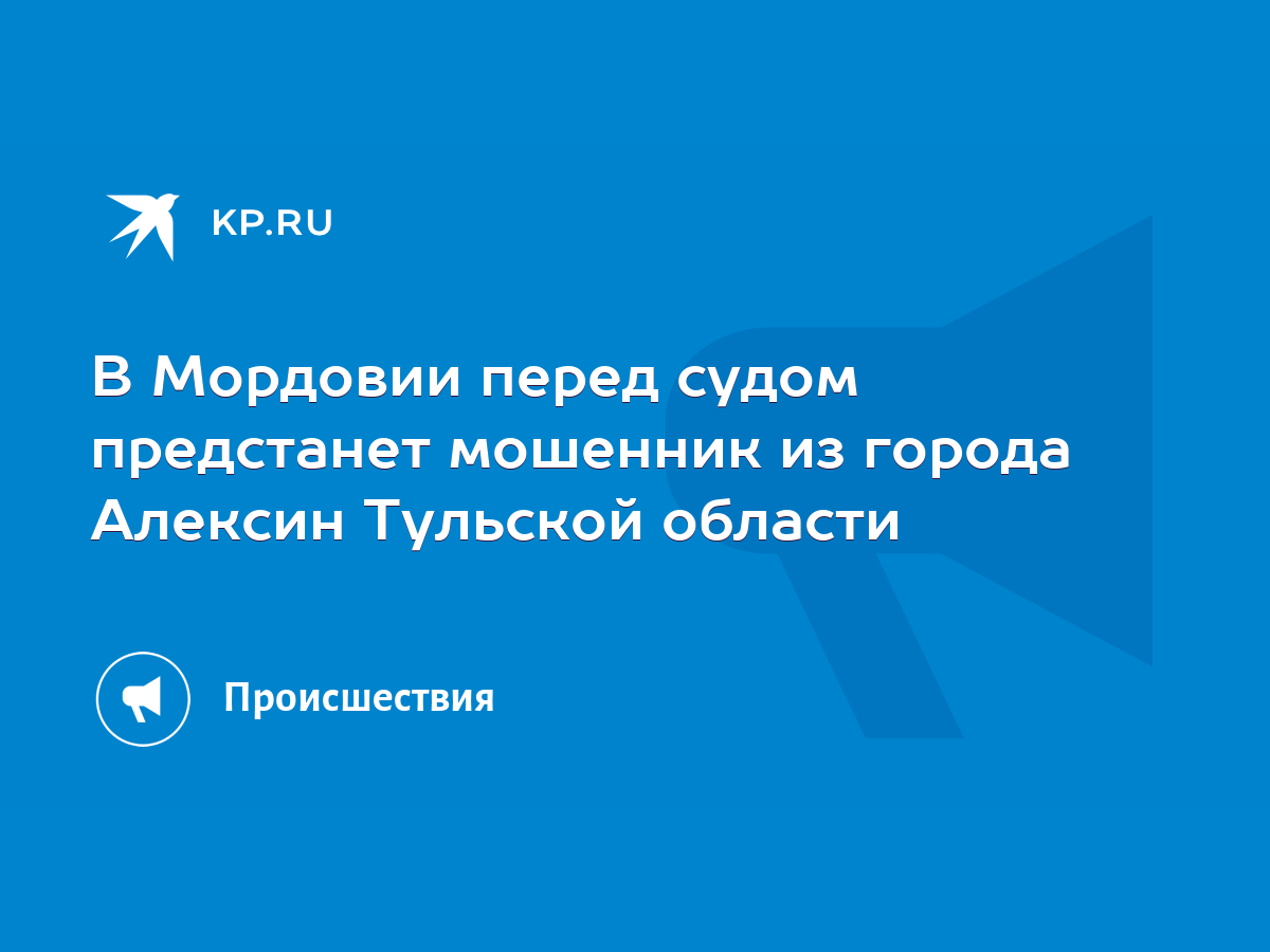 В Мордовии перед судом предстанет мошенник из города Алексин Тульской  области - KP.RU