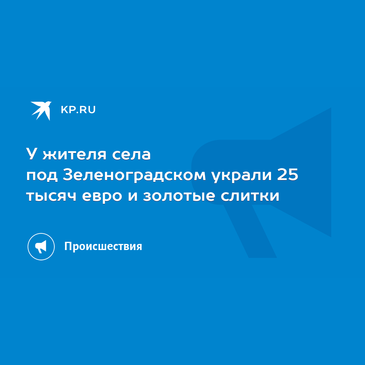 У жителя села под Зеленоградском украли 25 тысяч евро и золотые слитки -  KP.RU