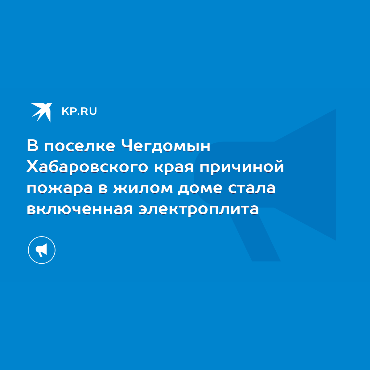 В поселке Чегдомын Хабаровского края причиной пожара в жилом доме стала  включенная электроплита - KP.RU