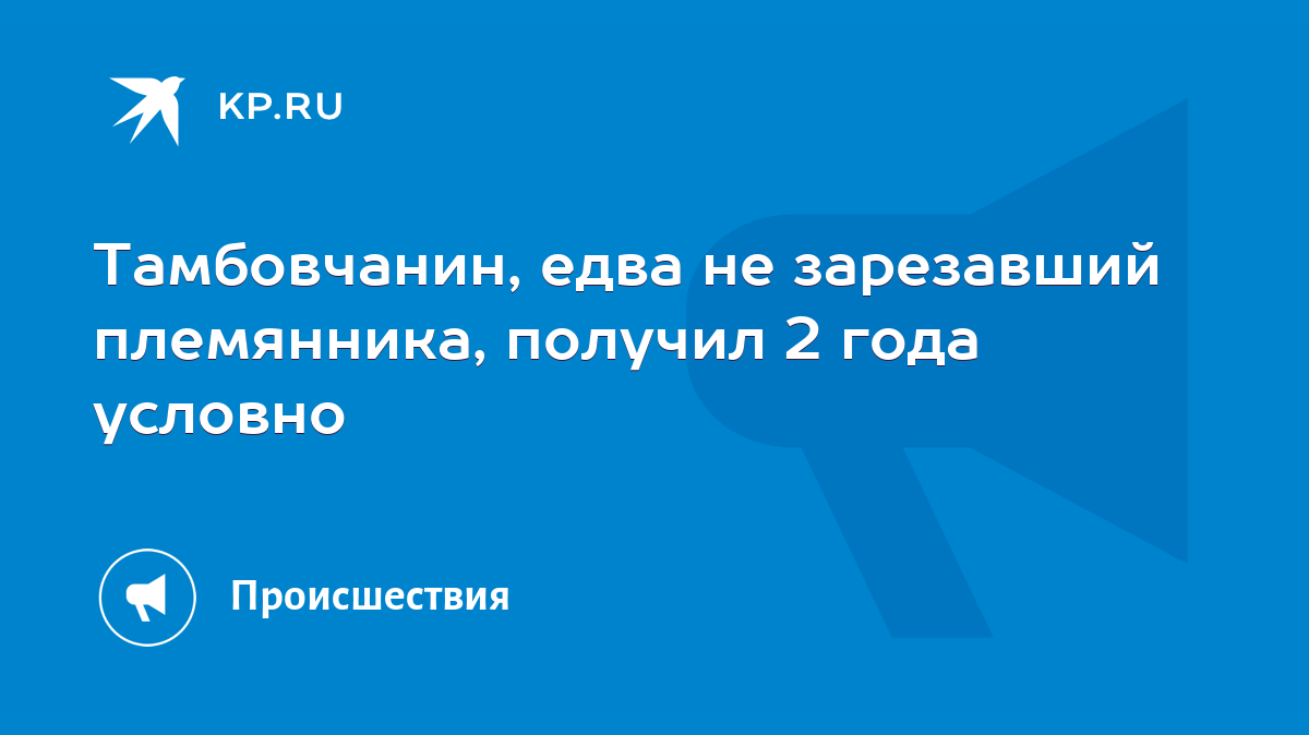 Тамбовчанин, едва не зарезавший племянника, получил 2 года условно - KP.RU