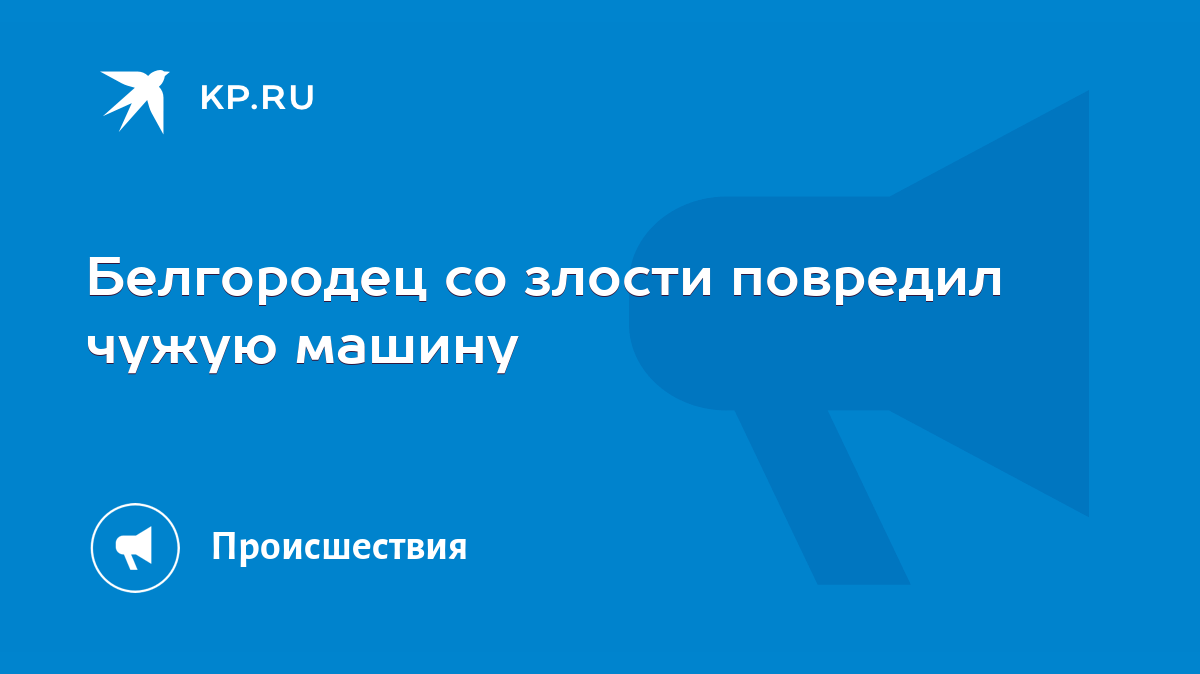 Белгородец со злости повредил чужую машину - KP.RU